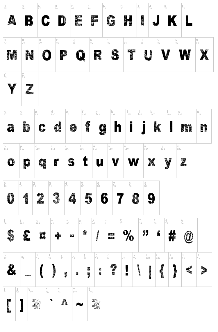 Green Dream font map